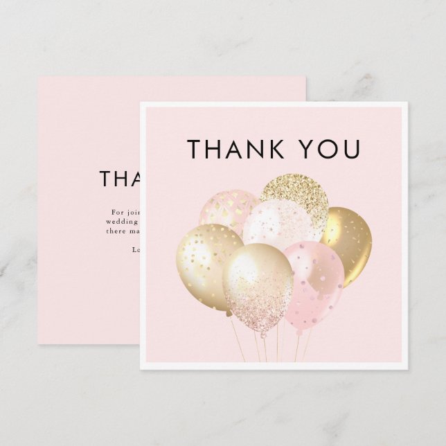 Gold and Pink Wedding Anniversary Thank You Card (Front/Back)