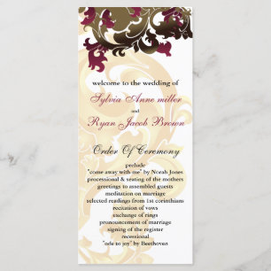 gold and pink  Wedding program Programme