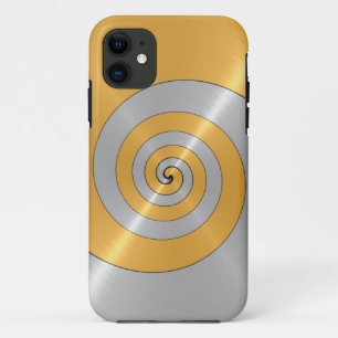Gold and Platinum Stainless Shiny Metal Spiral 2 iPhone 11 Case