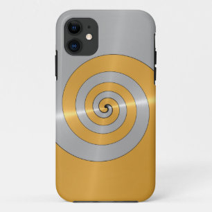 Gold and Platinum Stainless Shiny Metal Spiral 3 iPhone 11 Case