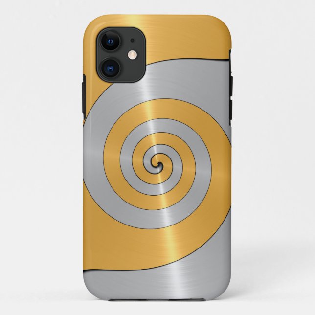 Gold and Platinum Stainless Shiny Metal Spiral Case-Mate iPhone Case (Back)