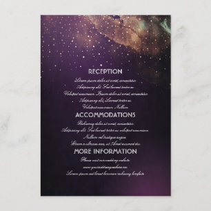 Gold and Plum Purple Night Wedding Information Enclosure Card