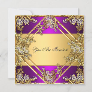 Gold and Purple Any Party Invitation Gold Purple