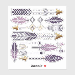 Gold and Purple Boho Arrows and Feathers Scrapbook