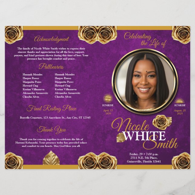 Gold and Purple Celebration Program (Front)