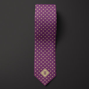 Gold and Purple Classy Cat Monogram Tie