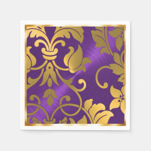 Gold and Purple Damask Napkin