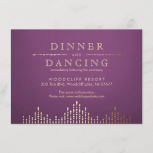 Gold and purple deco vintage wedding reception enclosure card