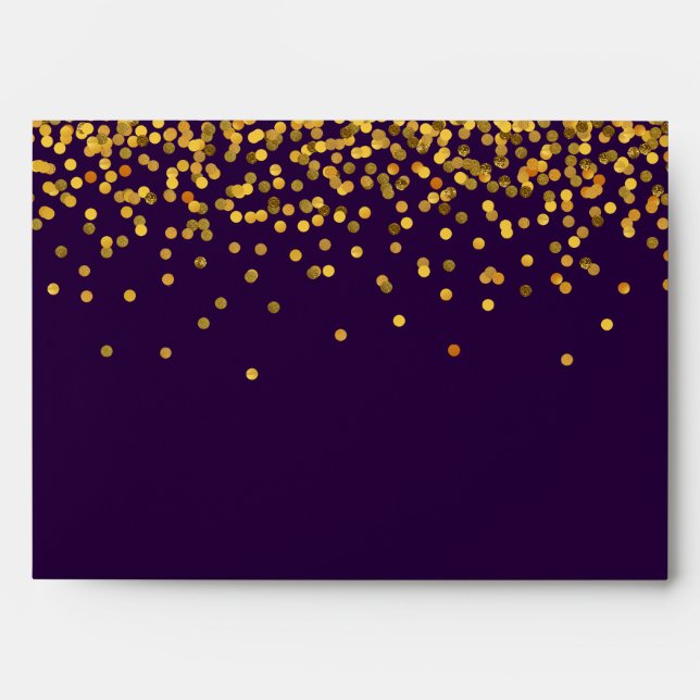 Gold and Purple Glam Confetti Dots Envelope (Front)