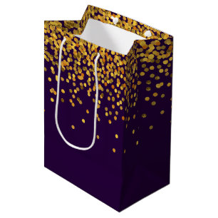 Gold and Purple Glam Confetti Dots Medium Gift Bag