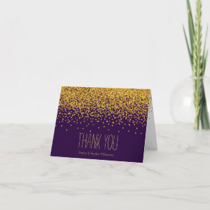 Gold and Purple Glam Confetti Dots Thank you Card