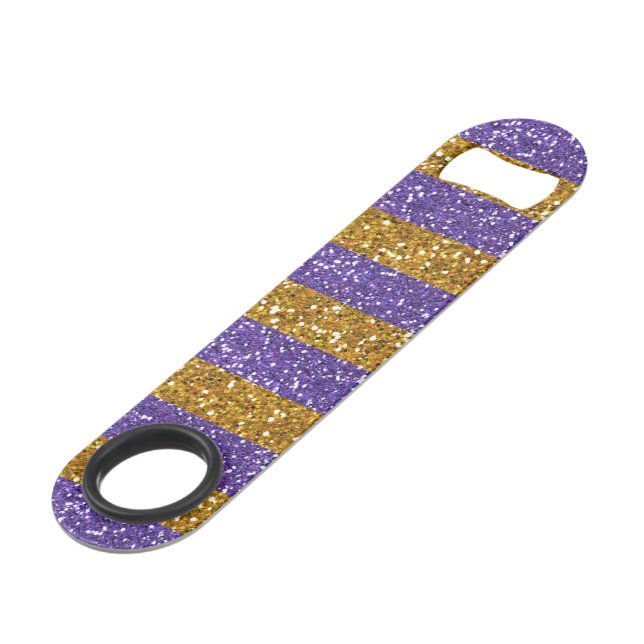 Gold and Purple Glitter Stripes Printed (Front Angled)
