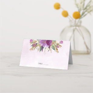 Gold and Purple Lavender Wedding Place Card