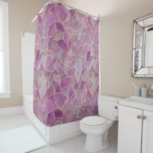 Gold and Purple Leafy Pattern  Shower Curtain