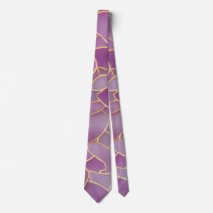 Gold and Purple Leafy Pattern Tie