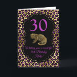 Gold and Purple Leopard Print Birthday Party Card<br><div class="desc">Dark purple and gold Leopard print background.</div>