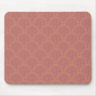 Gold and purple mandala waves pattern mouse mat