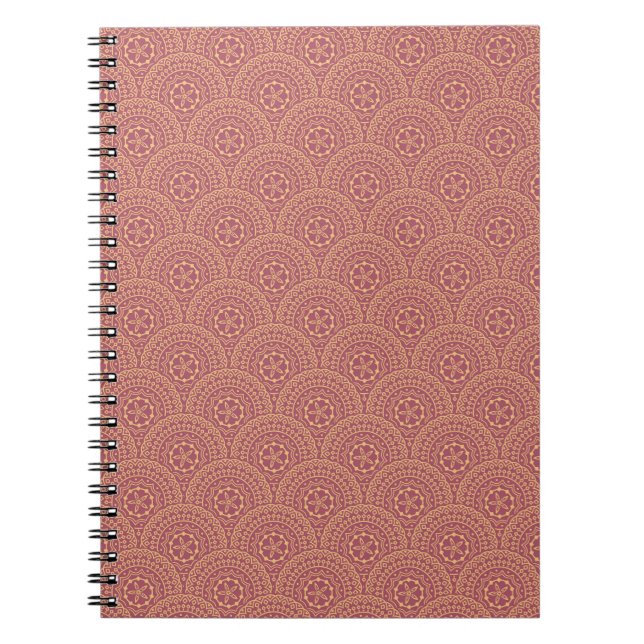 Gold and purple mandala waves pattern notebook (Front)
