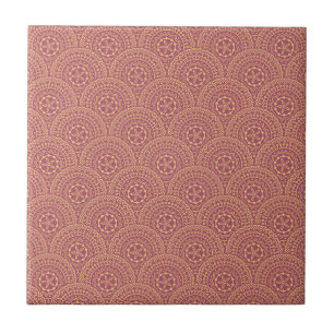 Gold and purple mandala waves pattern tile