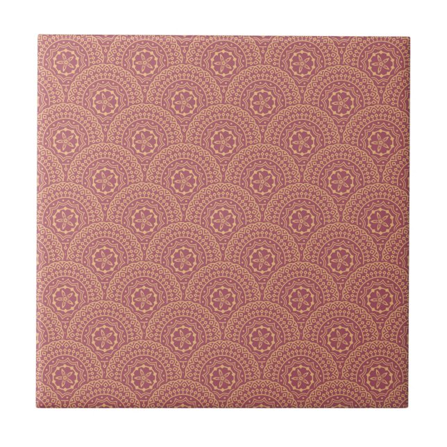 Gold and purple mandala waves pattern tile (Front)
