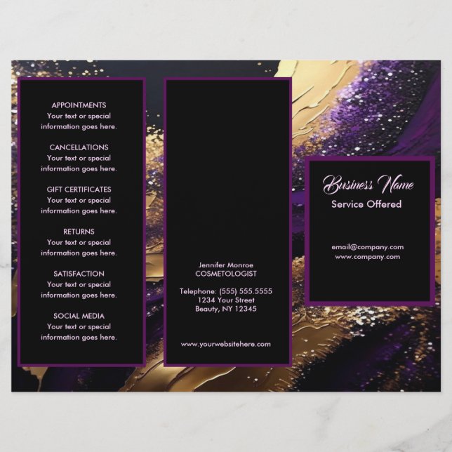Gold and Purple Menu & Pricing (Front)