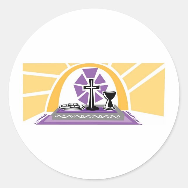 Gold and Purple Page Accent Communion Classic Round Sticker (Front)