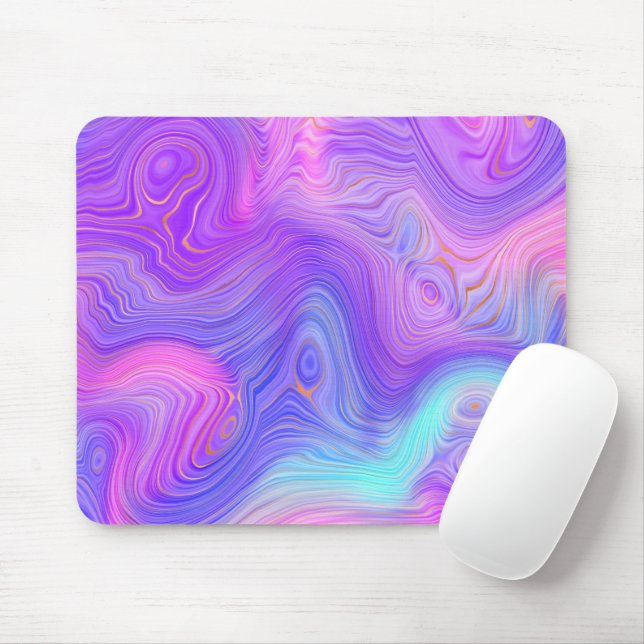 Gold and Purple Pink Swirl Mouse Pad (With Mouse)
