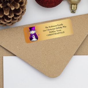 Gold and Purple Snowman Elegance: Christmas