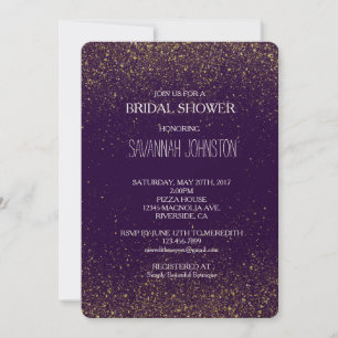 Gold and Purple Sparkles Glitter bridal shower Invitation