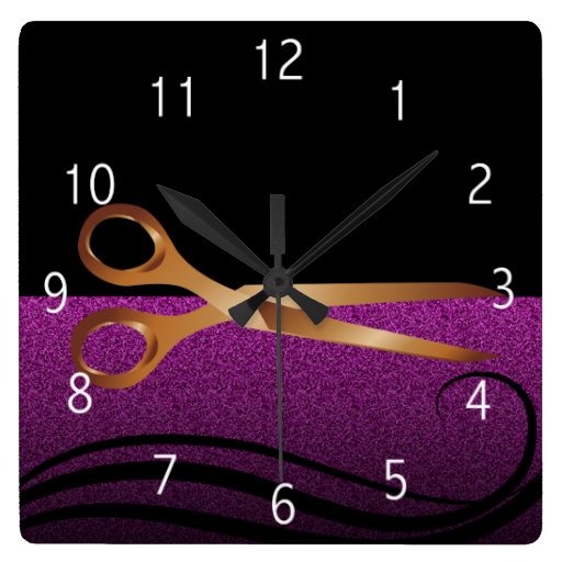 Image of Gold and purple stylish hair salon clock