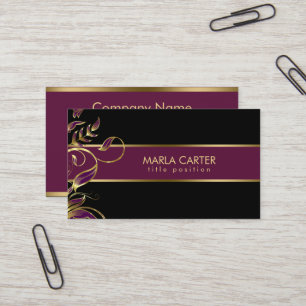 Gold And Purple Swirls Business Card
