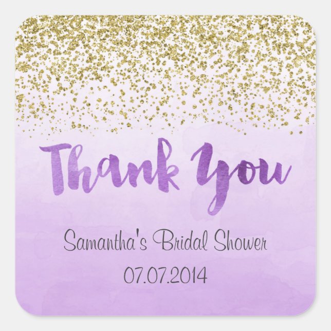 Gold and Purple Thank You Stickers (Front)