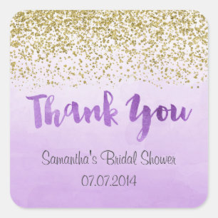 Gold and Purple Thank You Stickers