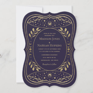 Gold And Purple Vintage Tarot Gothic Wedding Invitation