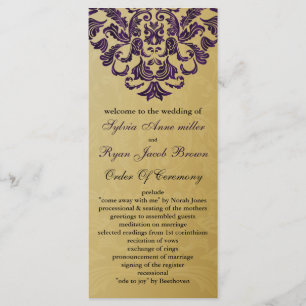gold and purple Wedding program Programme