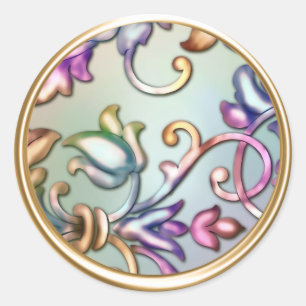 Gold and Rainbow Damask Envelope Seal