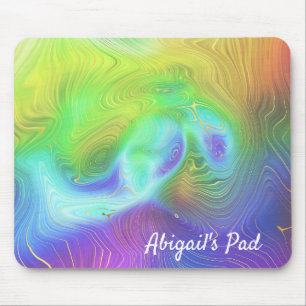 Gold and Rainbow Swirl Mouse Mat