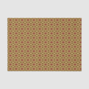 Gold And Red Abstract Floral Pattern Tissue Paper