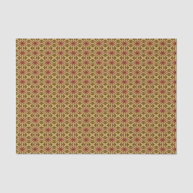 Gold And Red Abstract Floral Pattern Tissue Paper (Front)