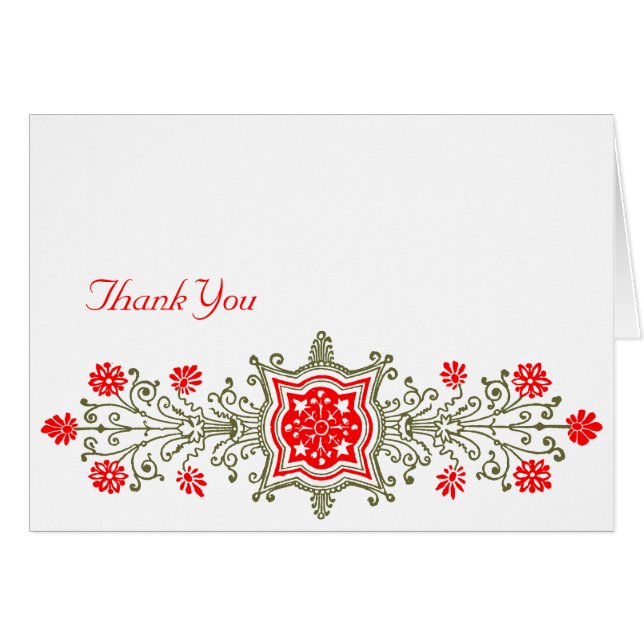 Gold and Red Baroque Custom Thank You Card (Front Horizontal)