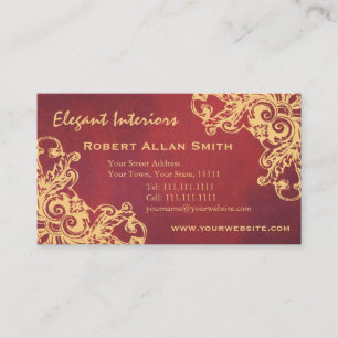 Gold and Red Baroque Renaissance Grunge Elegant Business Card