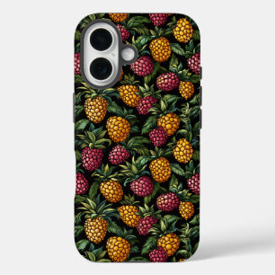 Gold and Red Berries Pattern iPhone 16 Case