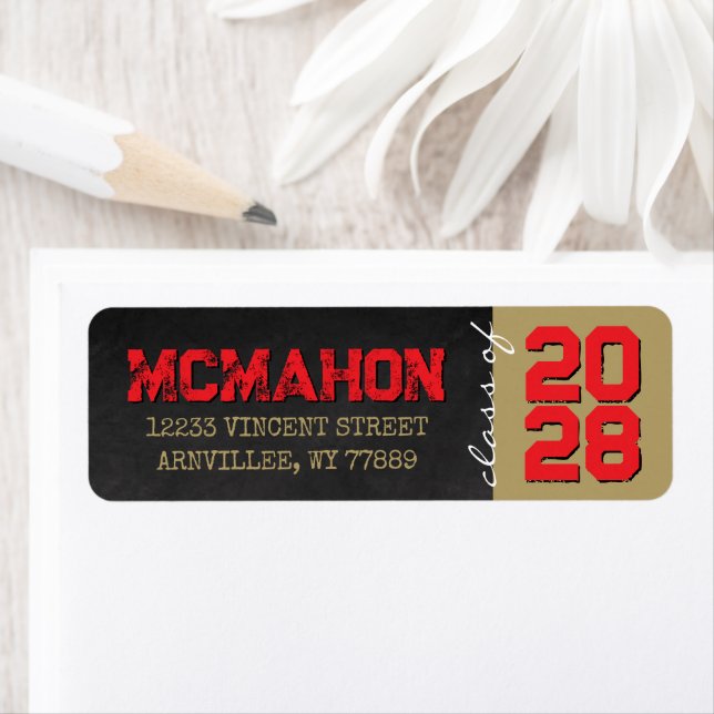 Gold and Red Chalkboard Graduation Address (Insitu)