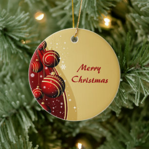 Gold and Red Christmas Balls Ceramic Tree Decoration