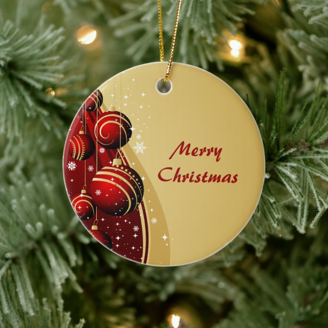 Gold and Red Christmas Balls Ceramic Tree Decoration (Tree)