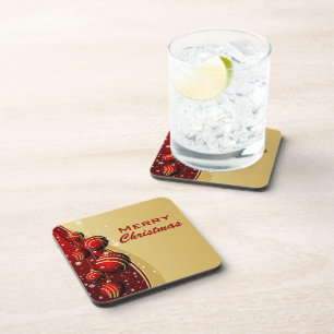 Gold and Red Christmas Balls Coaster