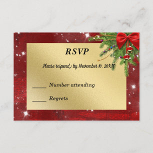 Gold and Red Christmas RSVP Card