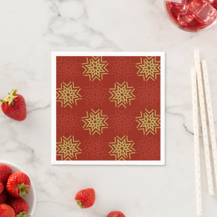 Gold and red Christmas stars on red background Napkin