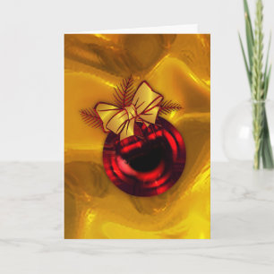 Gold and Red Christmas Tree Bauble Card