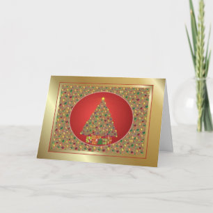 Gold and Red Christmas Tree Card